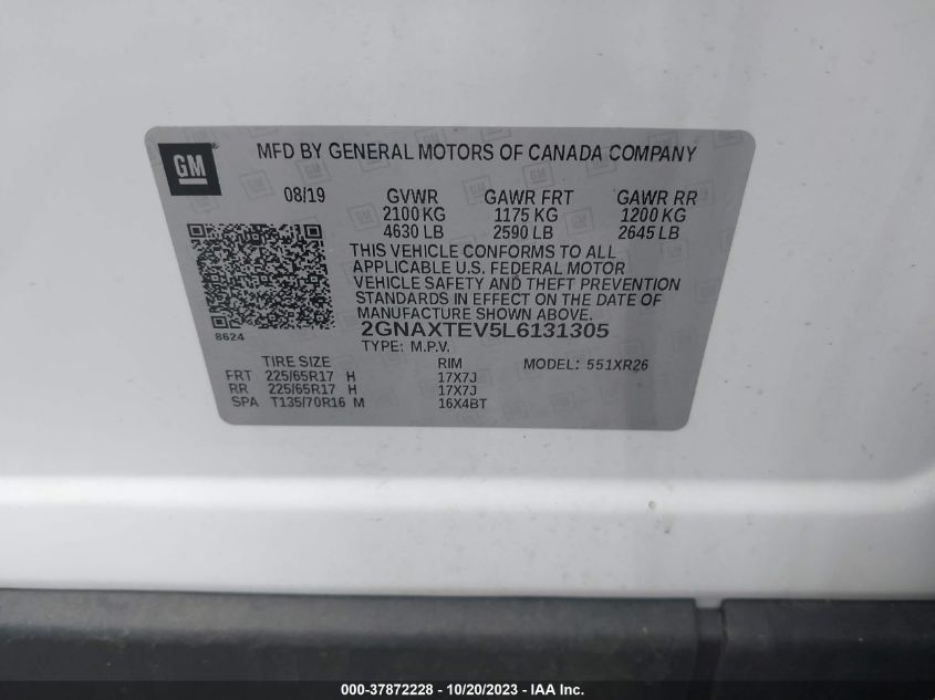 2020 CHEVROLET EQUINOX LT - 2GNAXTEV5L6131305