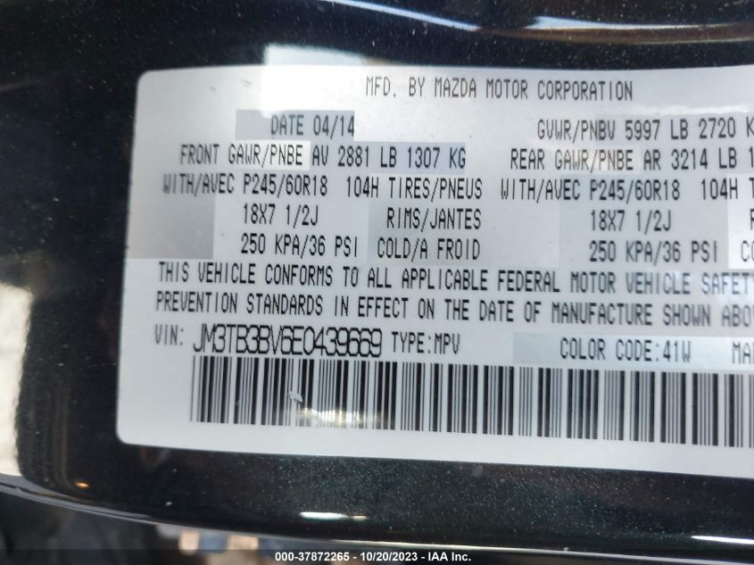 2014 MAZDA CX-9 SPORT - JM3TB3BV6E0439669