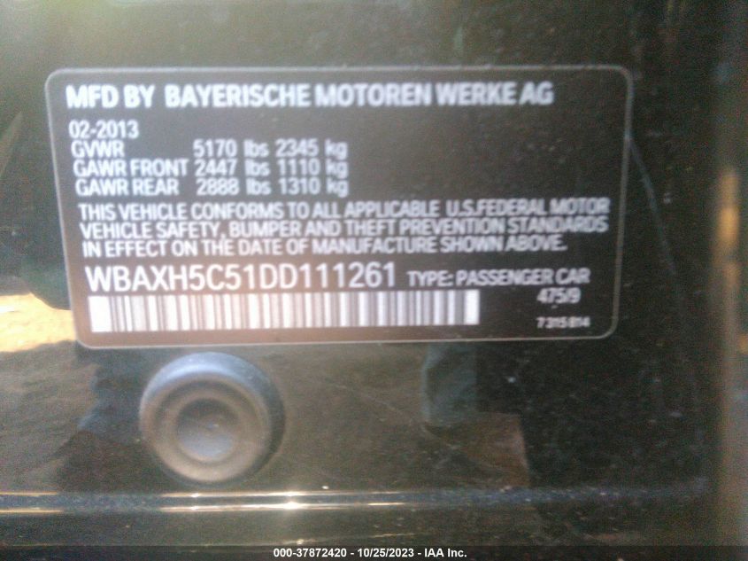 2013 BMW 528I XDRIVE - WBAXH5C51DD111261