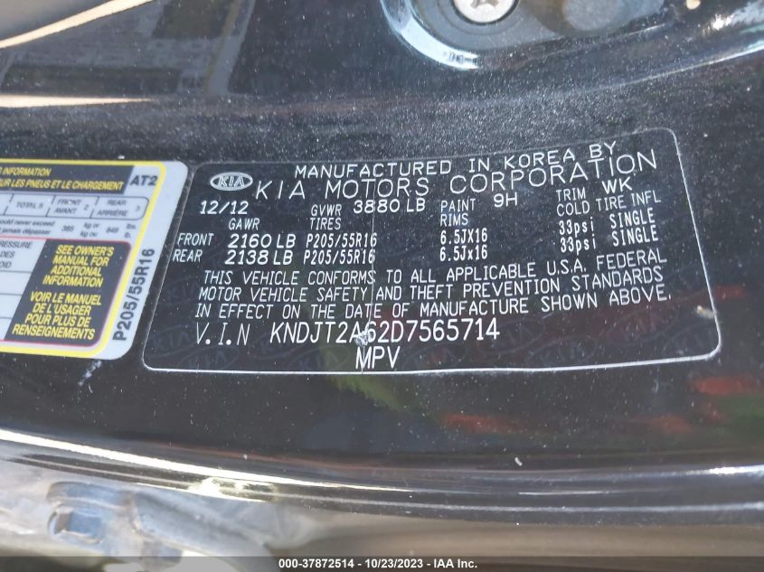 2013 KIA SOUL + - KNDJT2A62D7565714