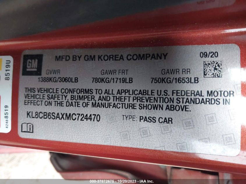 2021 CHEVROLET SPARK LS - KL8CB6SAXMC724470