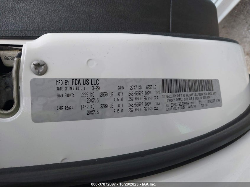 VIN 2C4RC1FG9LR183126 2020 CHRYSLER PACIFICA TOURING