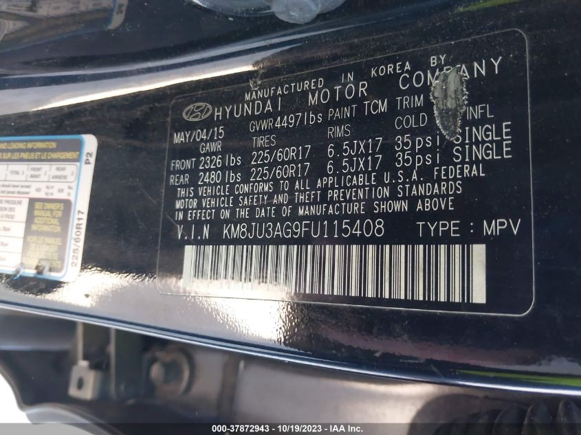 2015 HYUNDAI TUCSON SE - KM8JU3AG9FU115408