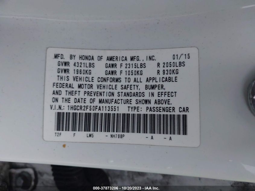 2015 HONDA ACCORD SPORT - 1HGCR2F50FA113551