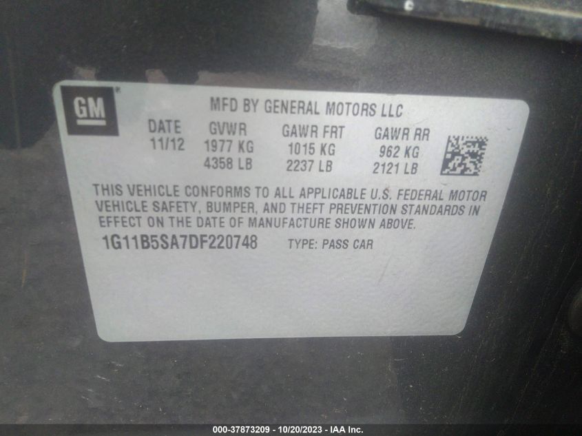 2013 CHEVROLET MALIBU LS - 1G11B5SA7DF220748