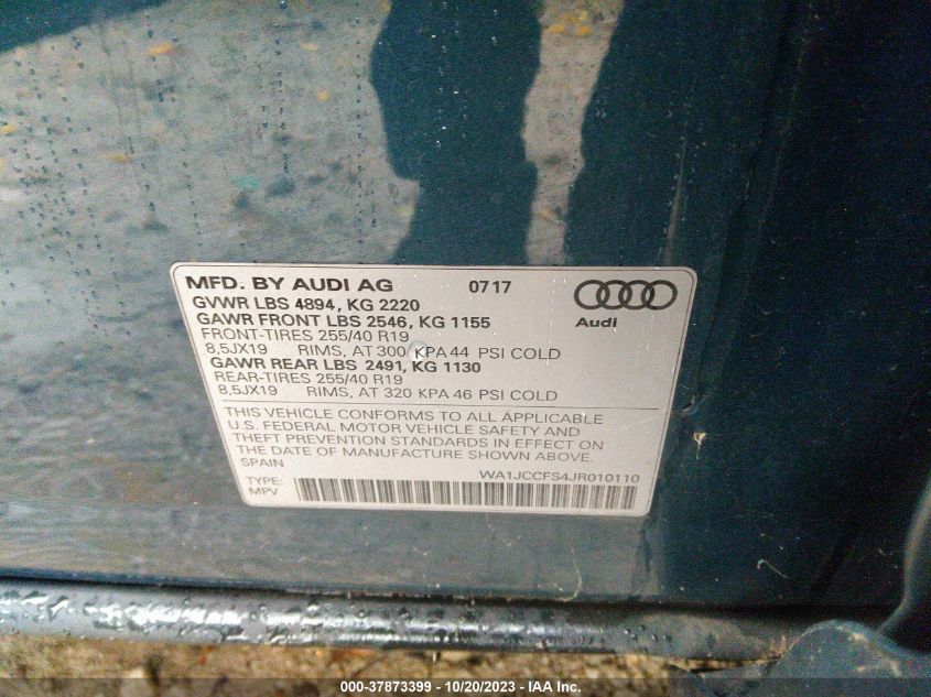 WA1JCCFS4JR010110 | 2018 AUDI Q3