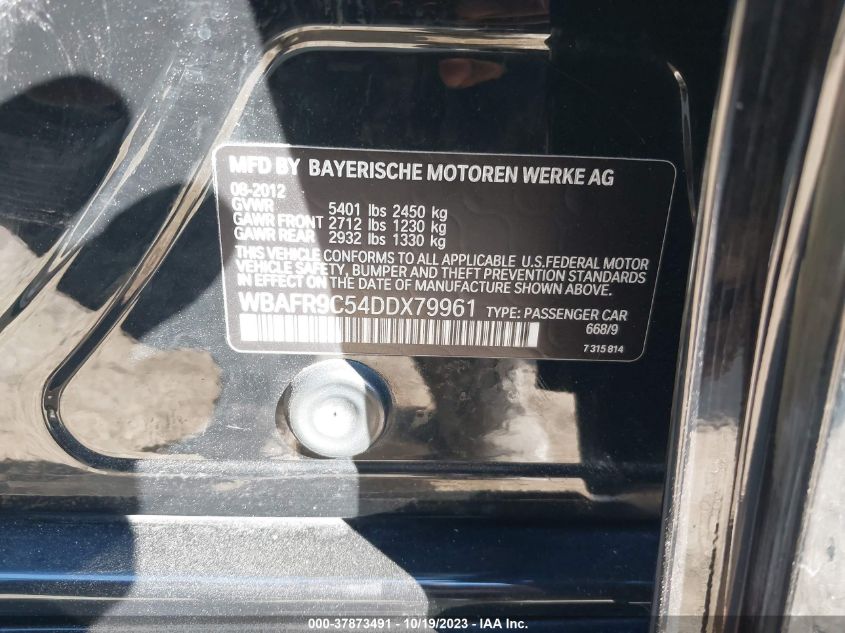 2013 BMW 5 SERIES 550I WBAFR9C54DDX79961