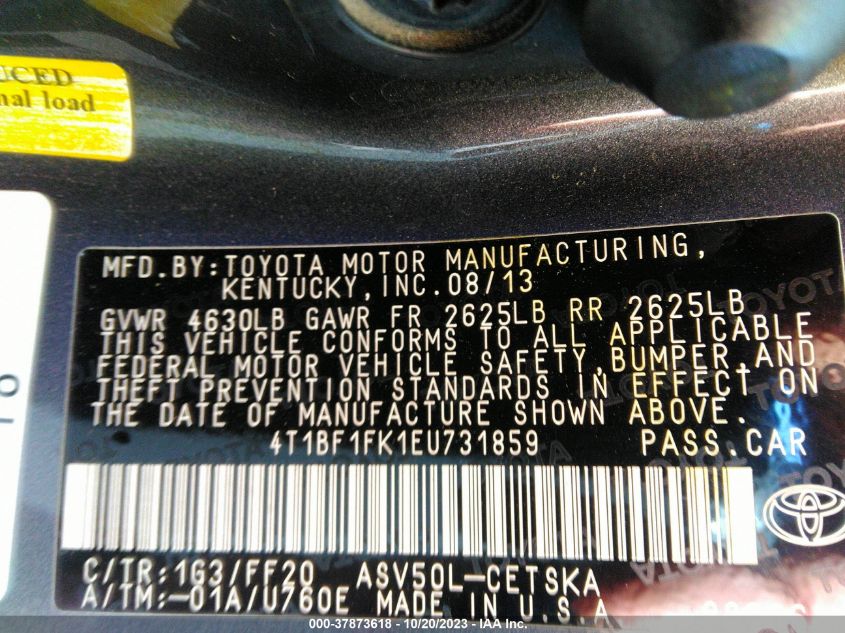 2014 TOYOTA CAMRY L/SE/LE/XLE - 4T1BF1FK1EU731859