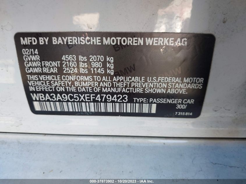 2014 BMW 3 SERIES 335I - WBA3A9C5XEF479423