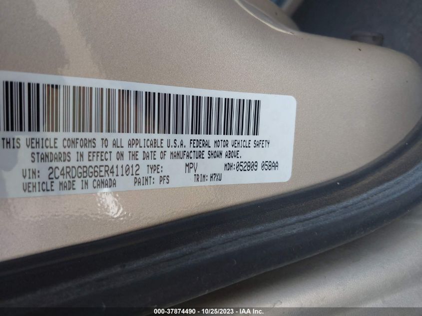 2014 DODGE GRAND CARAVAN SE - 2C4RDGBG6ER411012