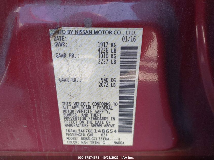 2016 NISSAN ALTIMA 2.5 S - 1N4AL3AP7GC148654