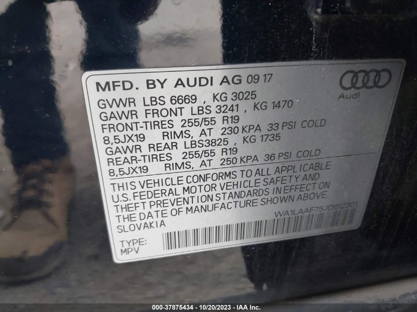 2018 AUDI Q7 PREMIUM PLUS - WA1LAAF75JD012301