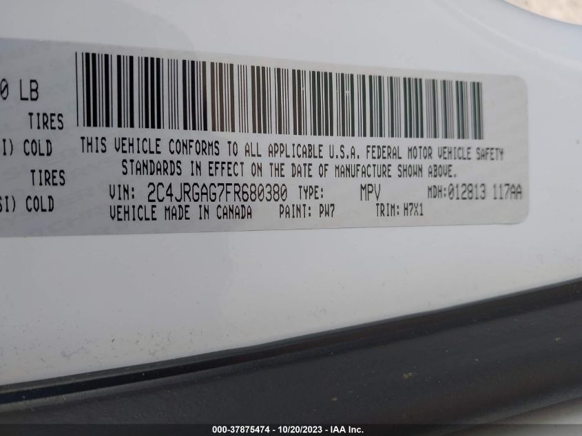 2015 RAM CARGO TRADESMAN 2C4JRGAG7FR680380