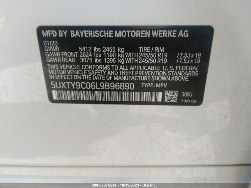 5UXTY9C06L9B96890 2020 BMW X3, photo no. 9