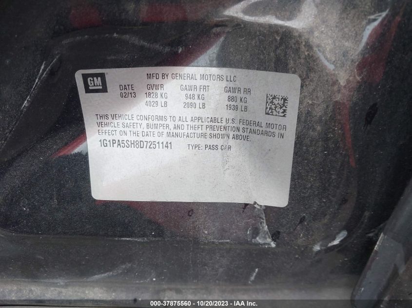 2013 CHEVROLET CRUZE LS - 1G1PA5SH8D7251141