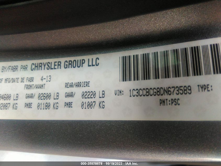 2013 CHRYSLER 200 LIMITED - 1C3CCBCG8DN673589