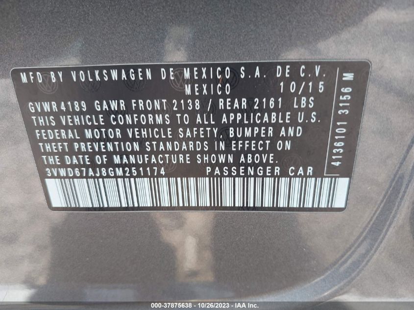 2016 VOLKSWAGEN JETTA 1.4T SE - 3VWD67AJ8GM251174