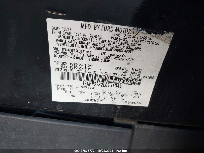 2014 FORD TAURUS SEL - 1FAHP2E82EG151046
