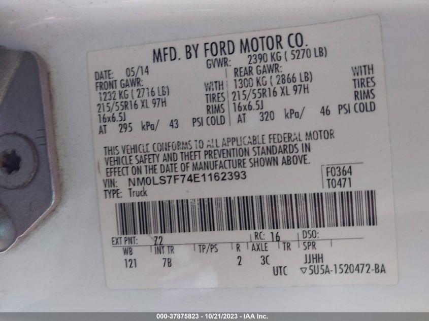 2014 FORD TRANSIT CONNECT XLT - NM0LS7F74E1162393