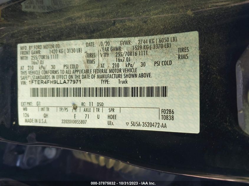 2020 FORD RANGER XL - 1FTER4FH9LLA77971