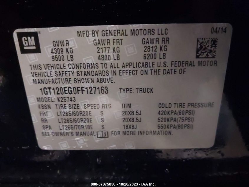 2015 GMC SIERRA 2500HD DENALI - 1GT120EG0FF127163
