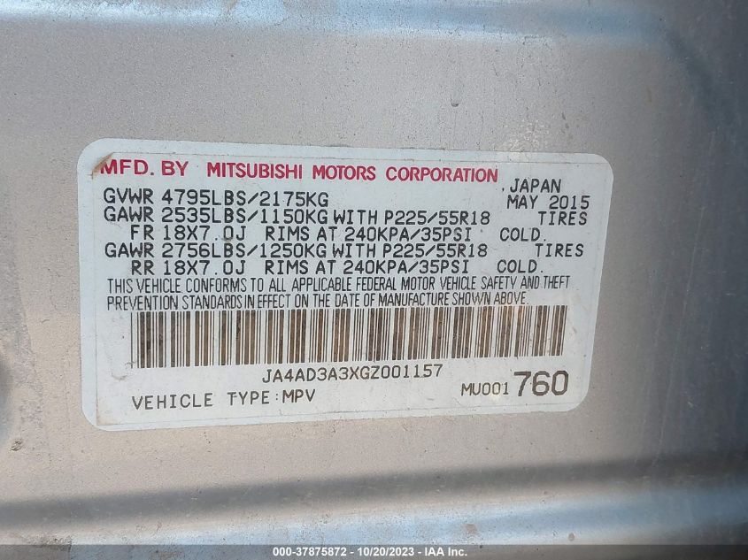 2016 MITSUBISHI OUTLANDER SE/SEL - JA4AD3A3XGZ001157