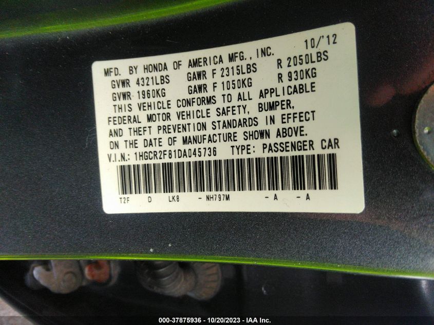 2013 HONDA ACCORD EX-L - 1HGCR2F81DA045736