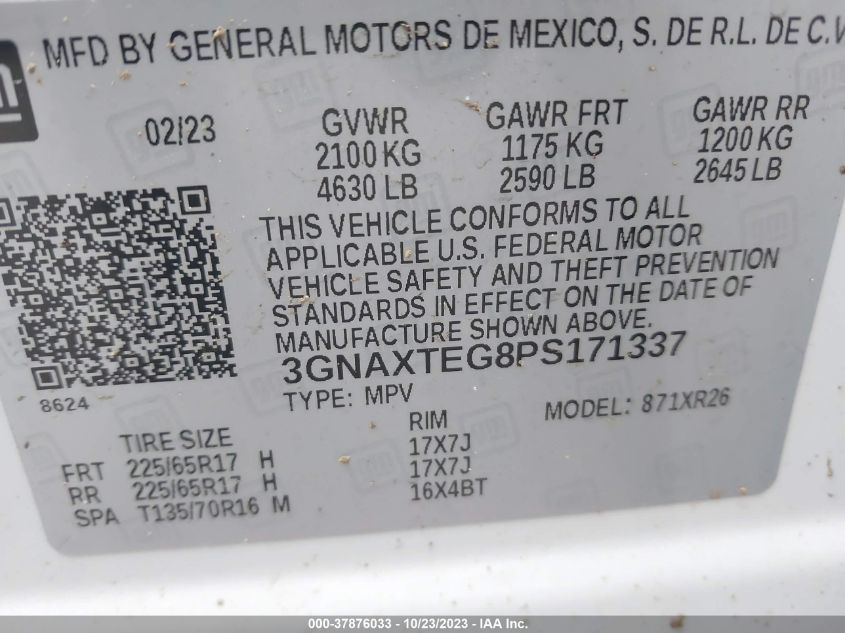 2023 CHEVROLET EQUINOX LT - 3GNAXTEG8PS171337