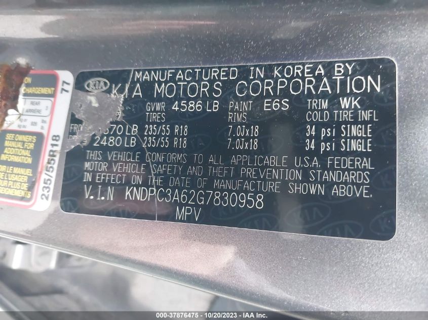 2016 KIA SPORTAGE SX - KNDPC3A62G7830958