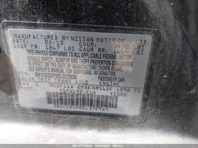 2014 NISSAN VERSA NOTE SV - 3N1CE2CP2EL372939