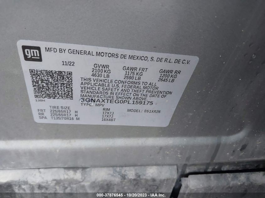 2023 CHEVROLET EQUINOX LT - 3GNAXTEG0PL159175