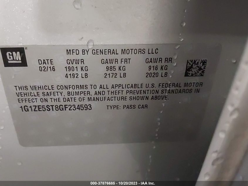 2016 CHEVROLET MALIBU LT - 1G1ZE5ST8GF234593