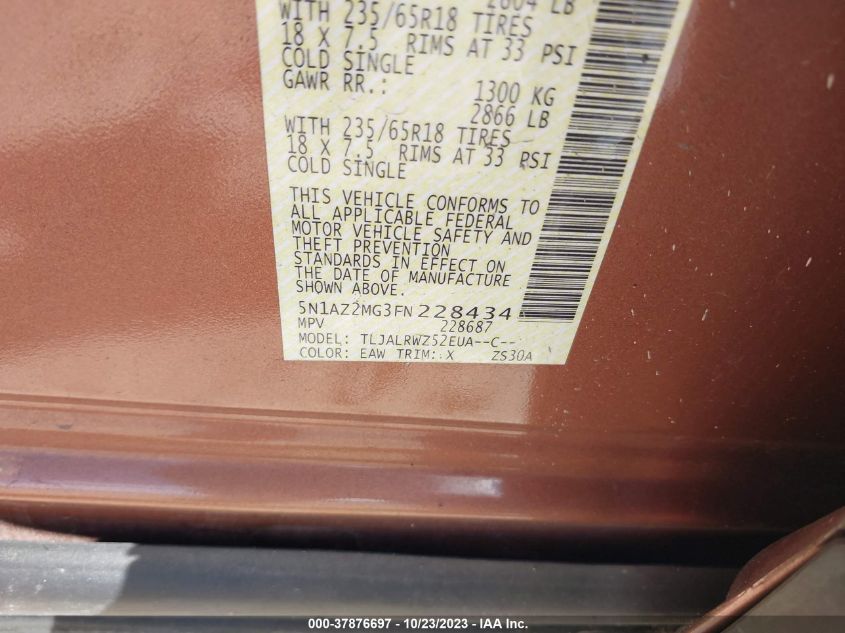 2015 NISSAN MURANO SL - 5N1AZ2MG3FN228434