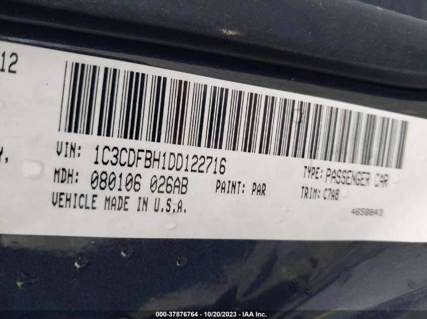 2013 DODGE DART RALLYE - 1C3CDFBH1DD122716