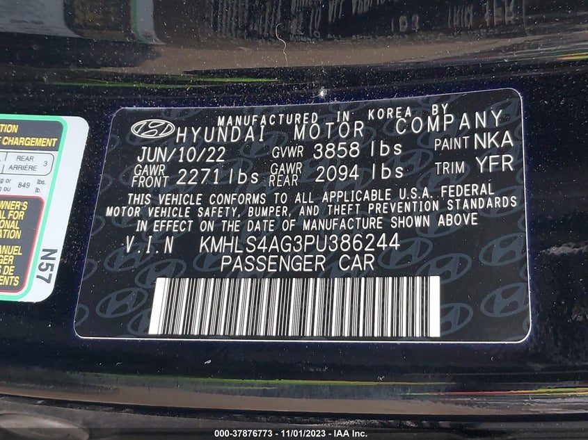 VIN KMHLS4AG3PU386244 2023 HYUNDAI ELANTRA SEL
