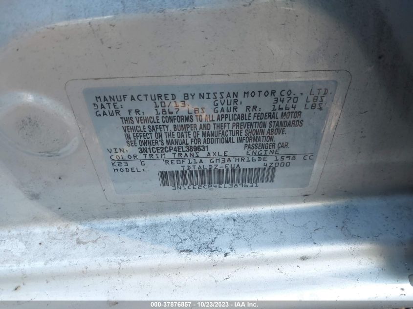 2014 NISSAN VERSA NOTE S/S PLUS/SV/SL - 3N1CE2CP4EL389631