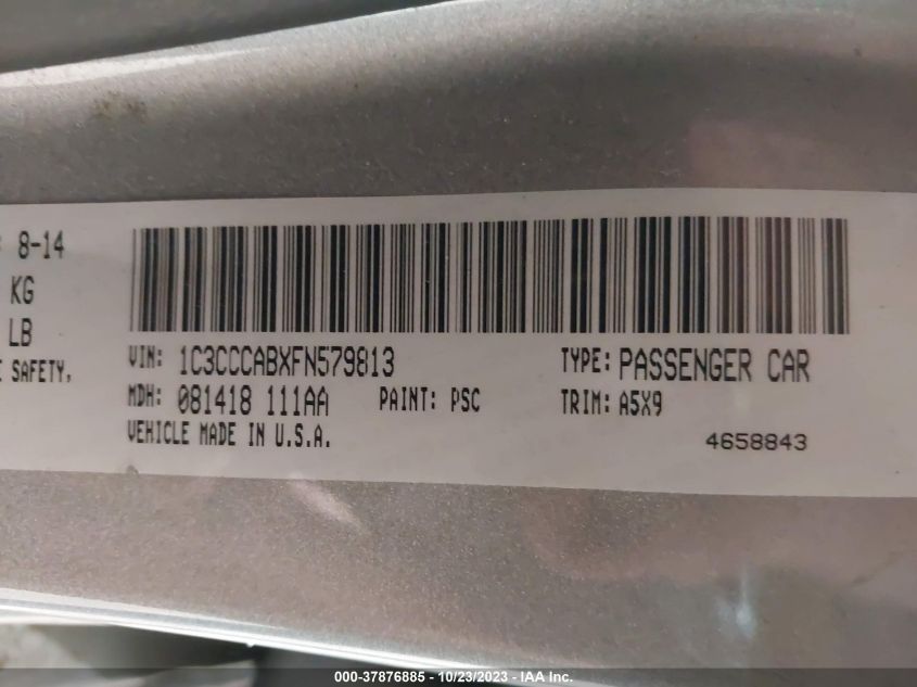 2015 CHRYSLER 200 LIMITED - 1C3CCCABXFN579813