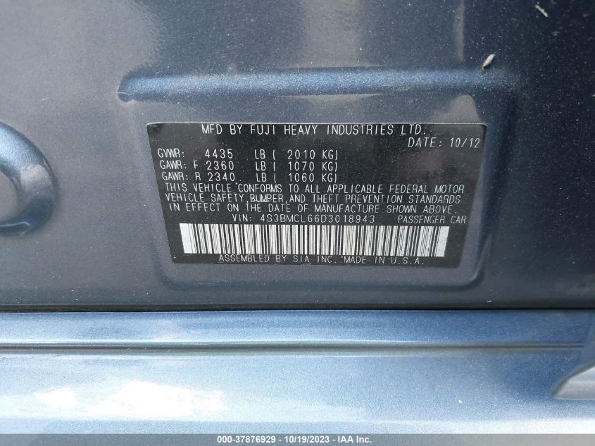 2013 SUBARU LEGACY 2.5I LIMITED - 4S3BMCL66D3018943