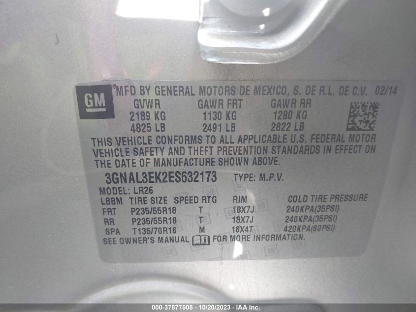 2014 CHEVROLET CAPTIVA SPORT FLEET LT 3GNAL3EK2ES632173