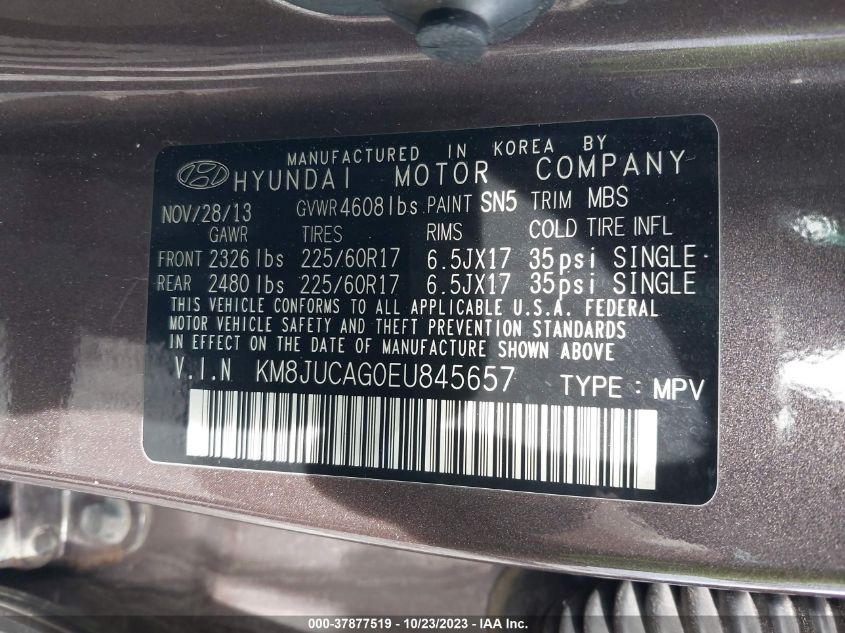 2014 HYUNDAI TUCSON - KM8JUCAG0EU845657