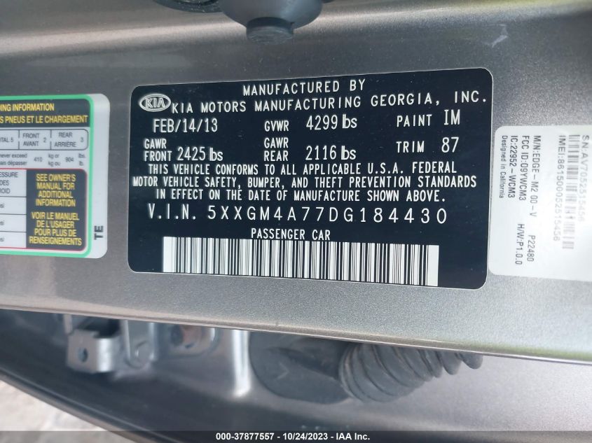 2013 KIA OPTIMA LX - 5XXGM4A77DG184430