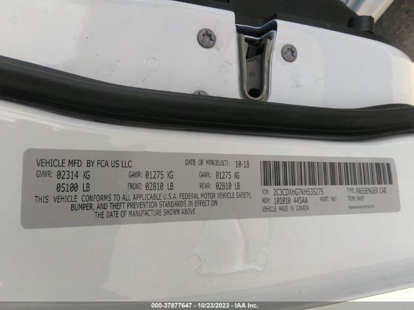 2019 DODGE CHARGER GT - 2C3CDXHG7KH535275