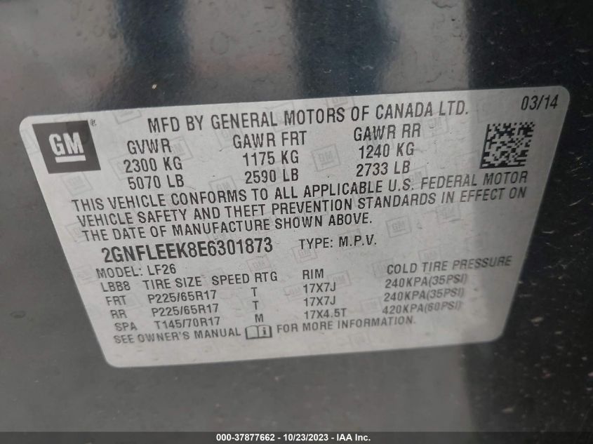 2014 CHEVROLET EQUINOX LS - 2GNFLEEK8E6301873