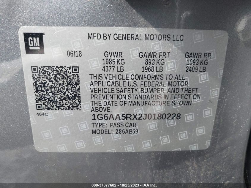2018 CADILLAC ATS STANDARD - 1G6AA5RX2J0180228