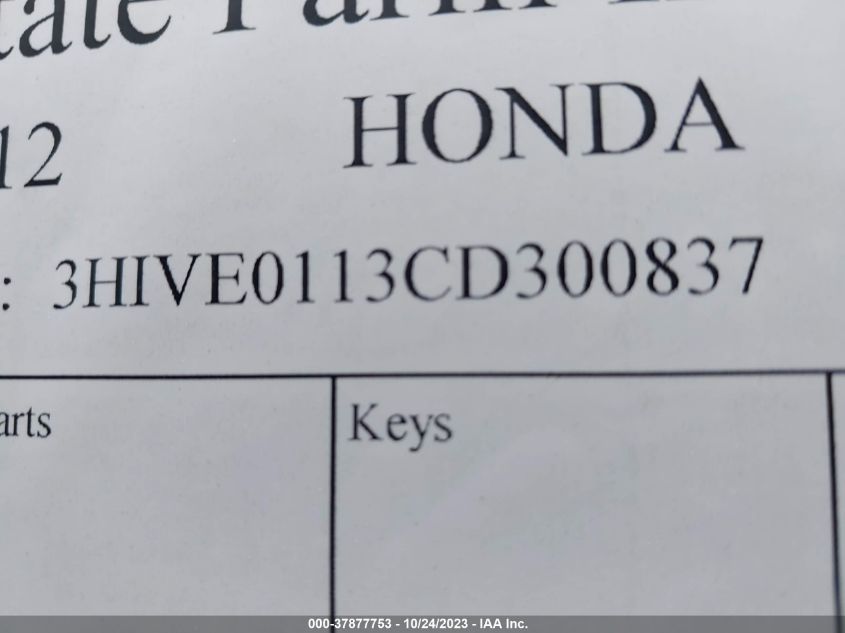 2012 HONDA MUV700 2A 3HIVE0113CD300837