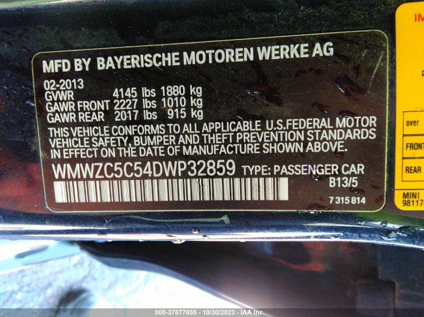 2013 MINI COUNTRYMAN COOPER S - WMWZC5C54DWP32859