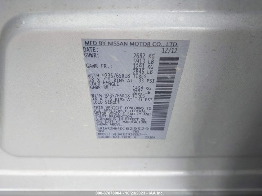 2013 NISSAN PATHFINDER SV - 5N1AR2MN4DC629529