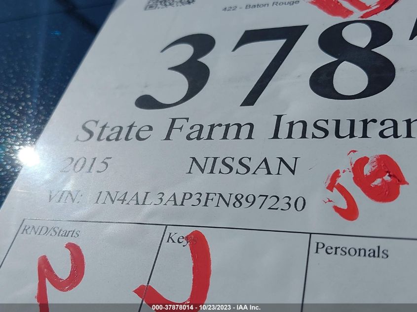 2015 NISSAN ALTIMA 2.5 S - 1N4AL3AP3FN897230
