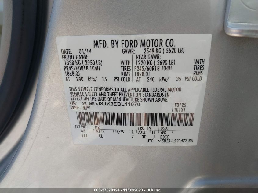 2014 LINCOLN MKX - 2LMDJ8JK3EBL11070