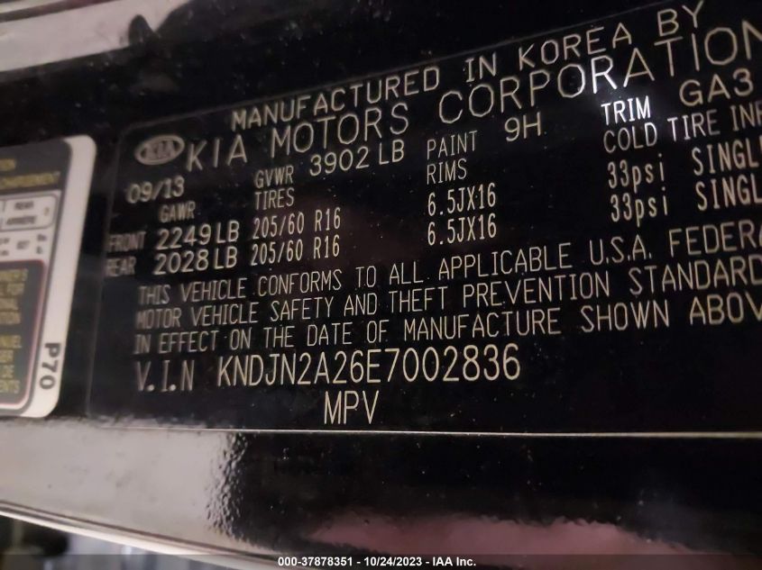 2014 KIA SOUL BASE - KNDJN2A26E7002836